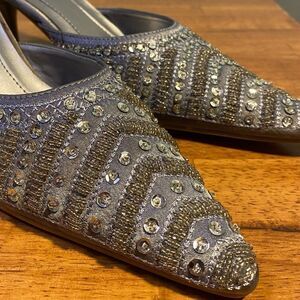 Flair Silver Sequin Open Back Heels Size 8